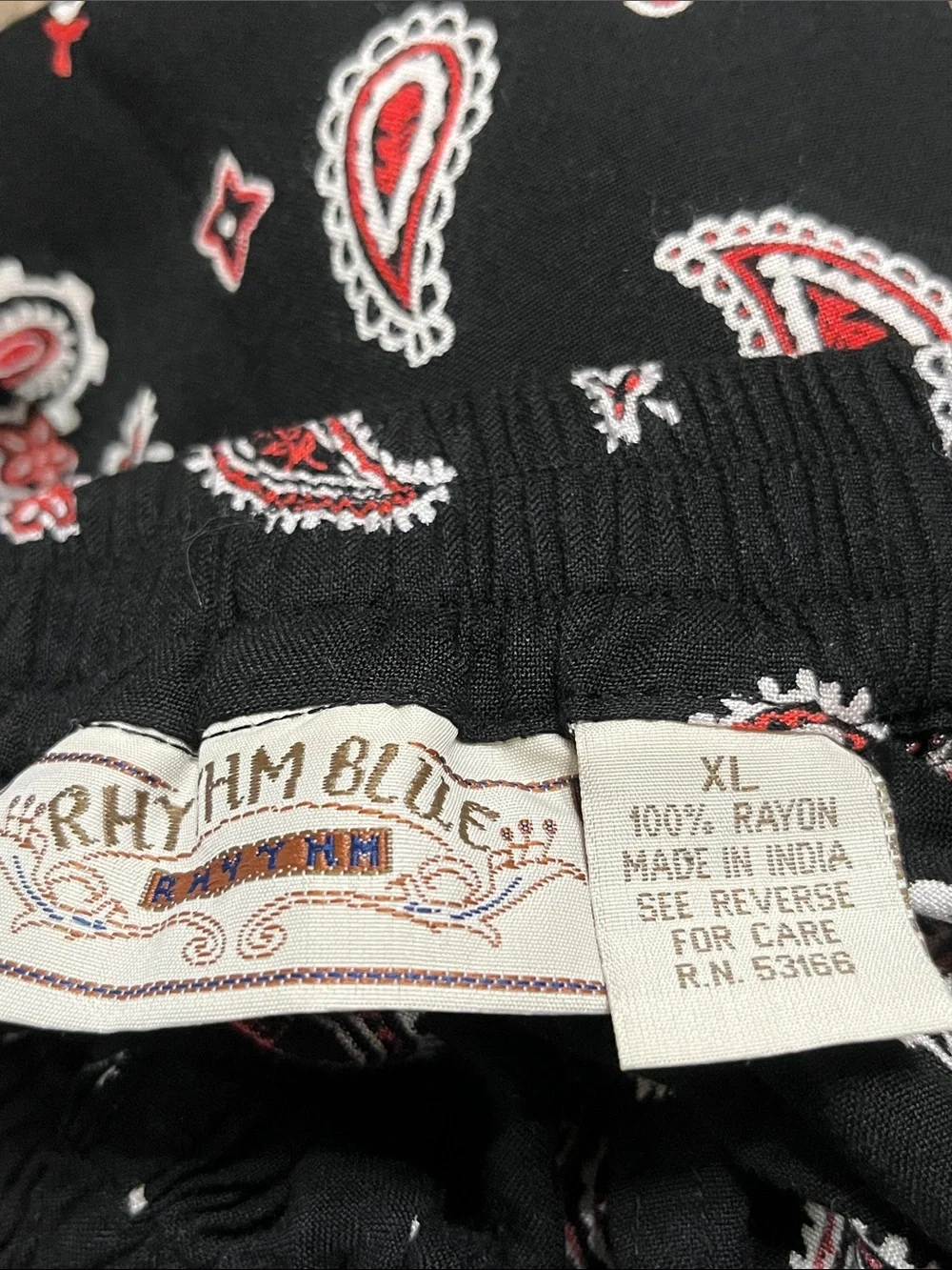 VINTAGE 90s Black AND RED Paisley Tiered Maxi Skirt by RHYTHM BLUE WOMEN SIZE XL